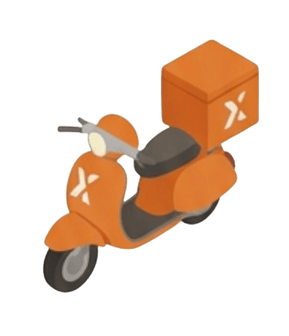 Side view of a scooter used for shop deliveries